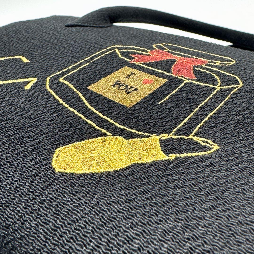 シルク100% 刺繍入り 和装 利休バッグ 上品デザイン