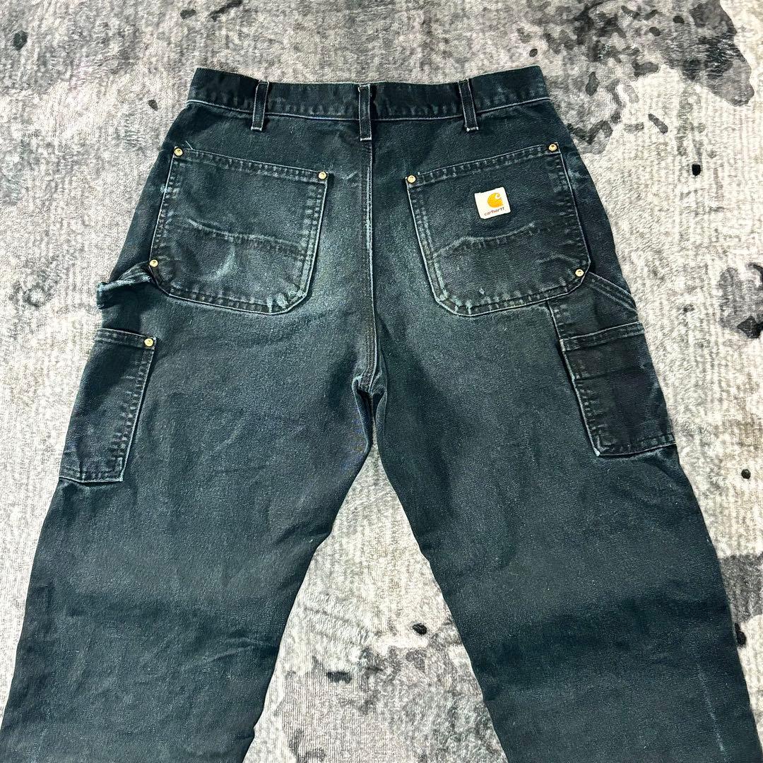 USA製 32×32 カーハート ダブルニー B01 BLK 墨黒 一点物