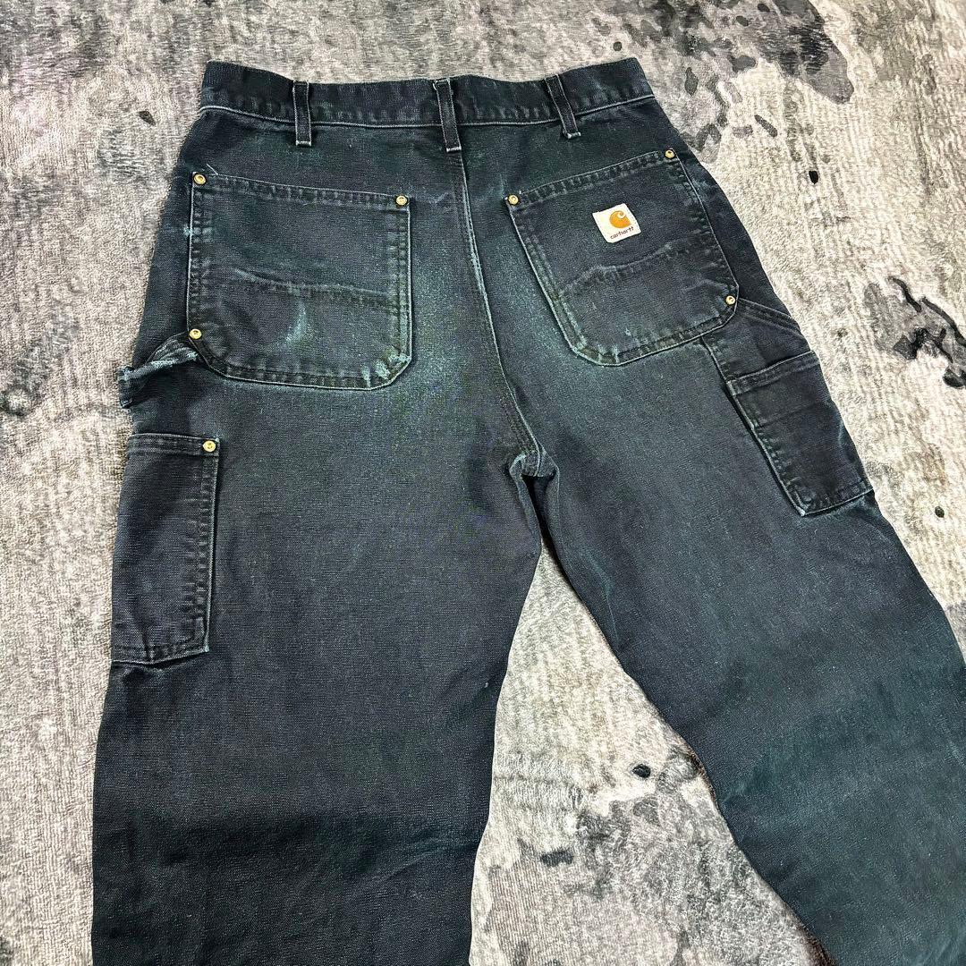USA製 32×32 カーハート ダブルニー B01 BLK 墨黒 一点物