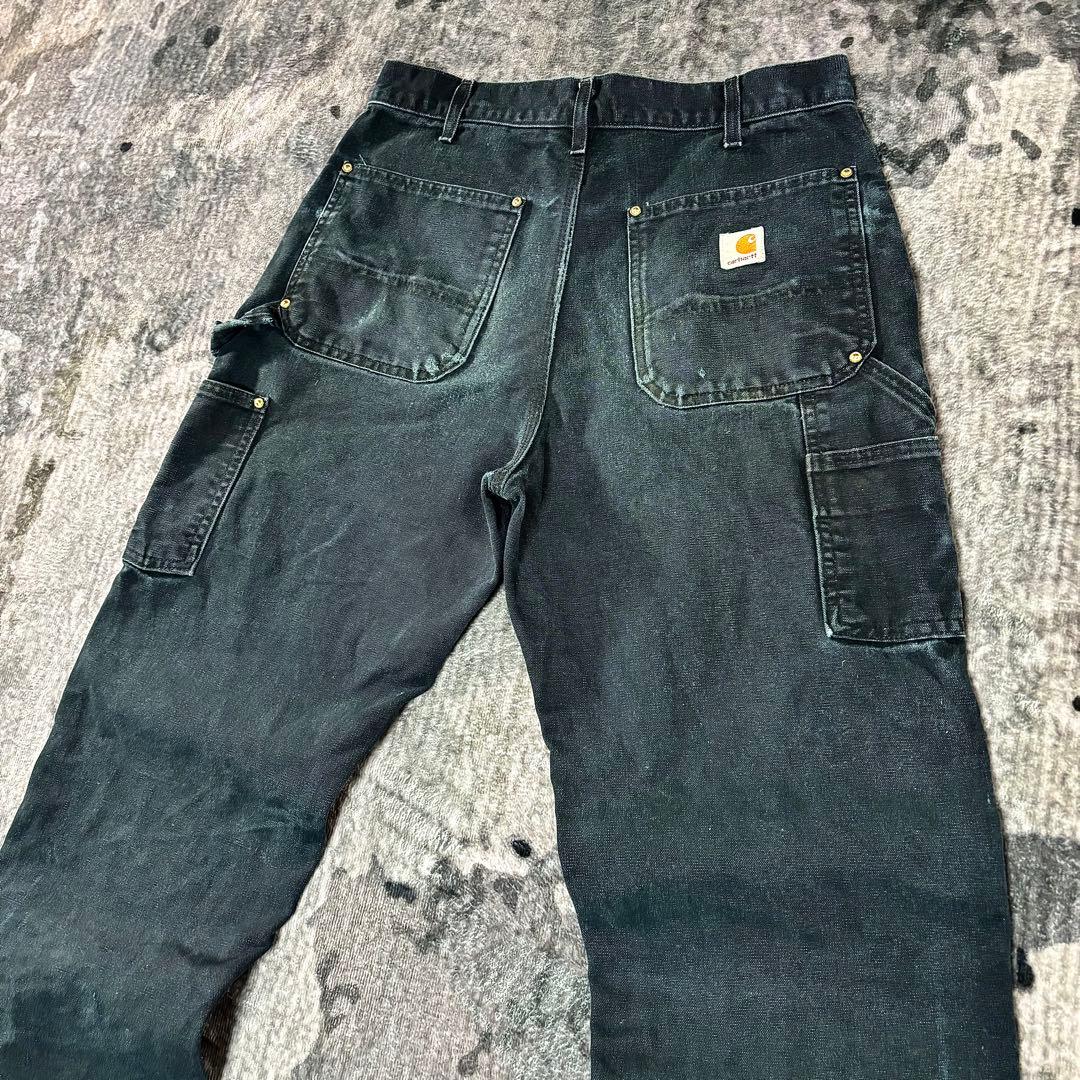 USA製 32×32 カーハート ダブルニー B01 BLK 墨黒 一点物