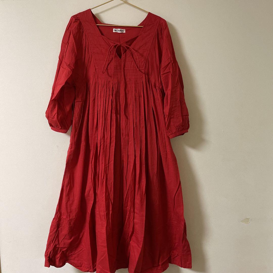 ミルクフェド★ロングワンピースSOLID PUFF SLEEVE DRESS