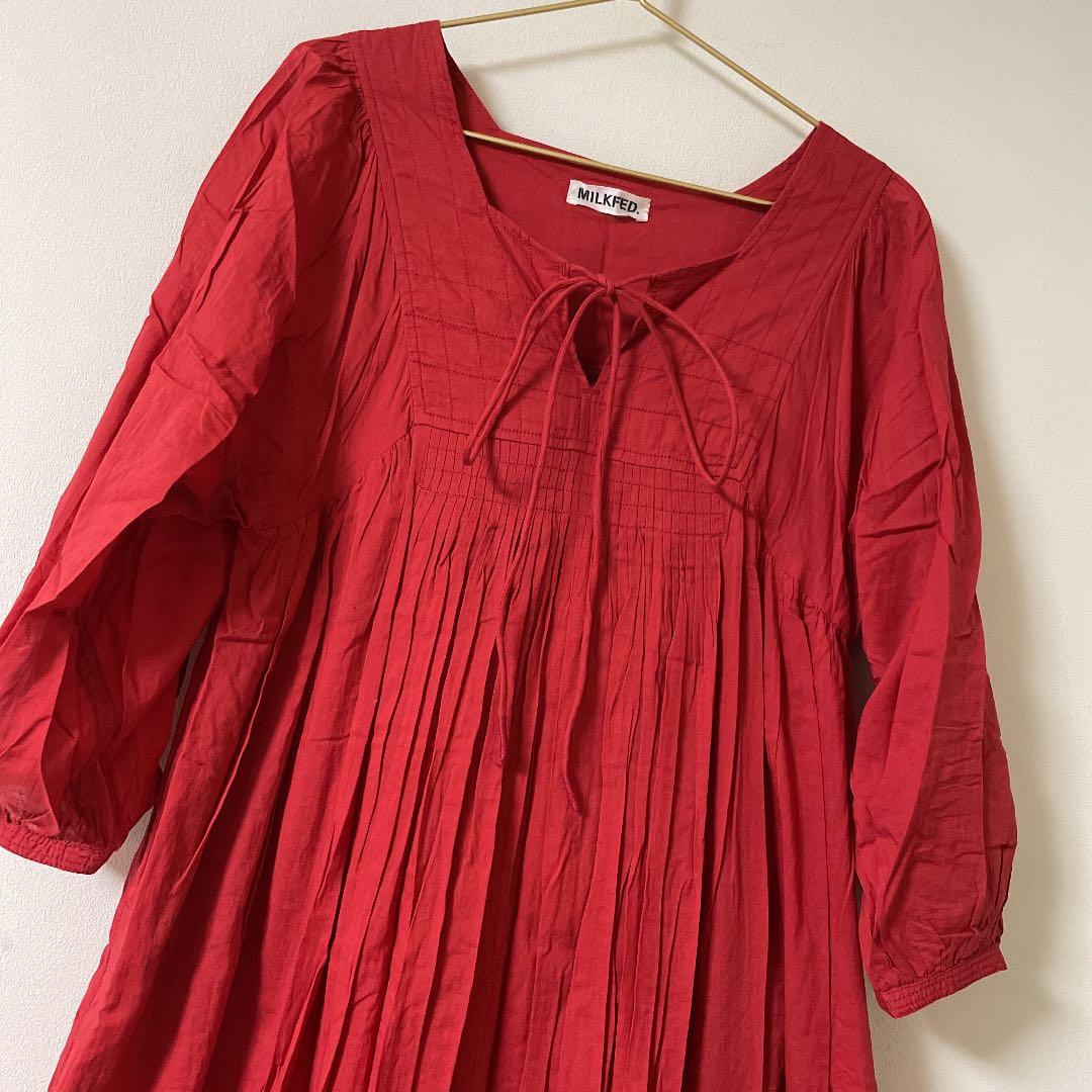 ミルクフェド★ロングワンピースSOLID PUFF SLEEVE DRESS