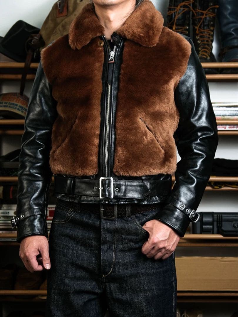 GRIZZLY 茶芯 1.3mmホースハイド 無厚塗り 経年変化 ムートン L
