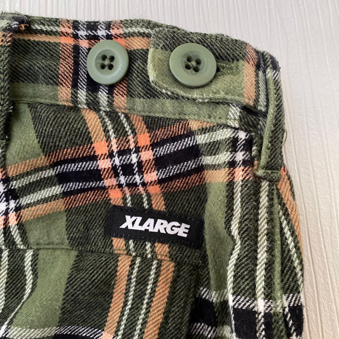 ⚫︎X-LARGE グリーン系チェック柄ワークパンツ　カーゴパンツ