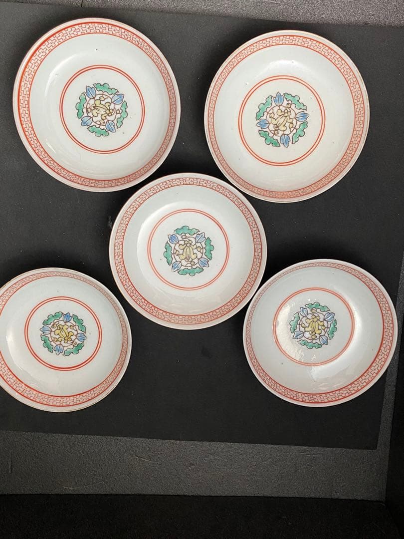 乾隆年製　古伊万里 吉祥文 5客　飯碗　蓋付　茶碗　金彩 古美術 骨董 古玩