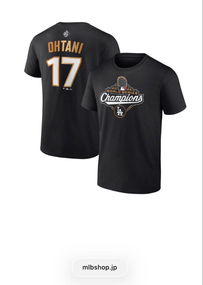 WBC出場 大谷翔平 ロサンゼルスドジャース 2025チャンピオンTシャツ2XL
