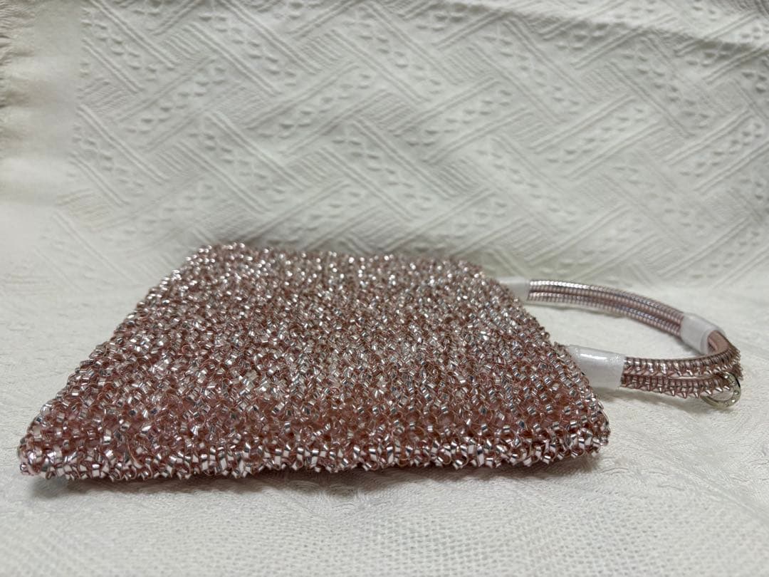 即日発送キラキラ　ワイヤーバッグ ショルダーバッグ　薄ピンク　25cmx20cm