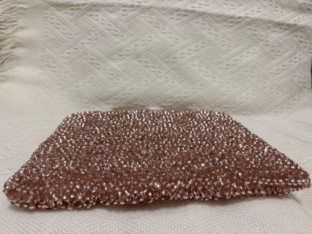 即日発送キラキラ　ワイヤーバッグ ショルダーバッグ　薄ピンク　25cmx20cm