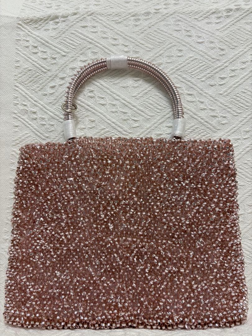 即日発送キラキラ　ワイヤーバッグ ショルダーバッグ　薄ピンク　25cmx20cm