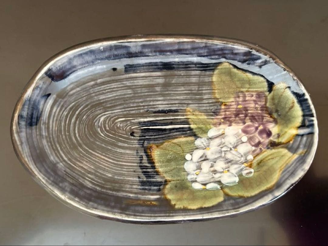か*ん様 和食器 京焼 陶葊 土渕陶あん 楕円皿 貫入陶器 紫陽花 5枚セット