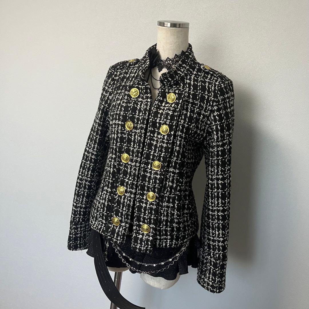 ナポレオン ジャケット ツイード ダークコア y2k 海外ガール ゴシック 軍服