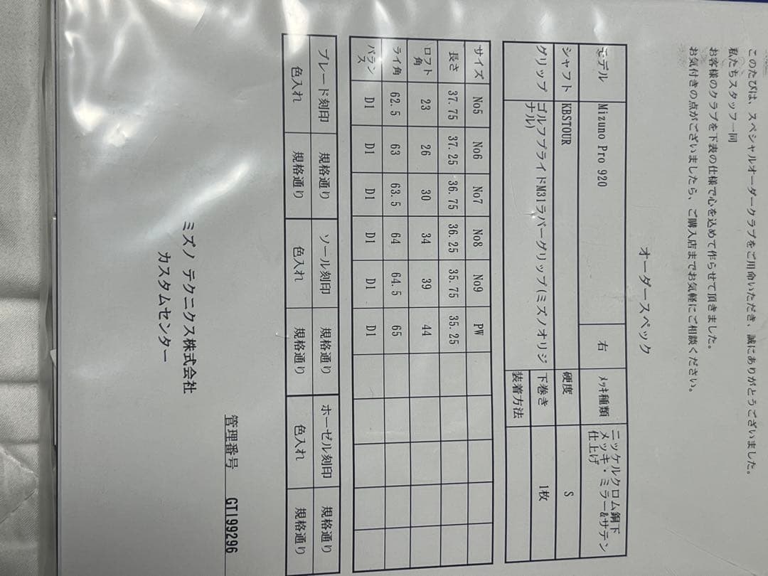 Mizuno Pro 920.T-20 アイアンセット 9本セット(5〜58°)