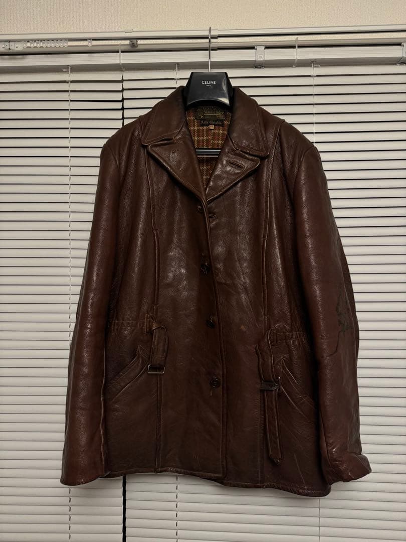 50s レザー　ヴィンテージ　カーコート　ブラウン