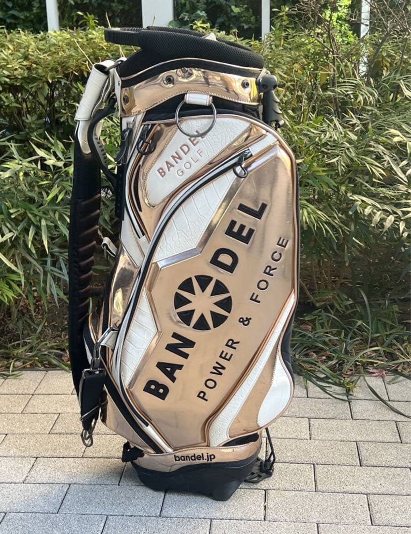 BANDEL Golf / バンデル　キャディバッグ　クロコ型押し　金ｘ白