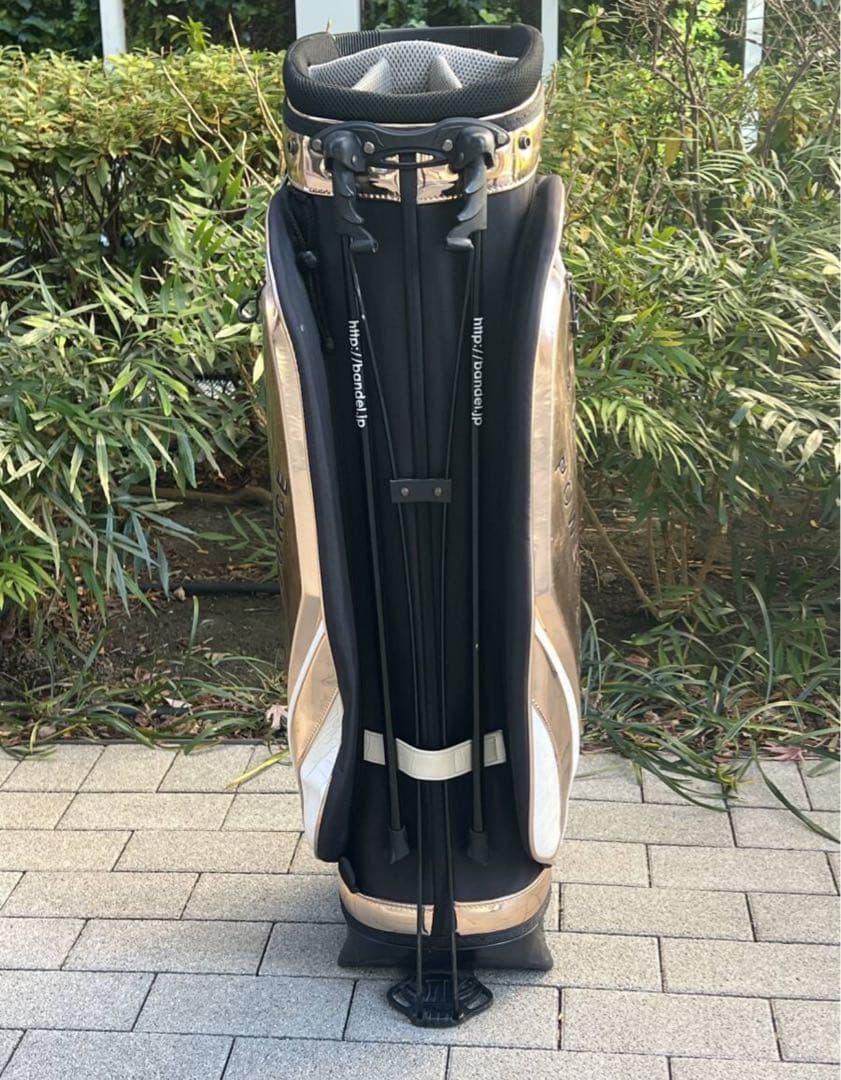BANDEL Golf / バンデル　キャディバッグ　クロコ型押し　金ｘ白