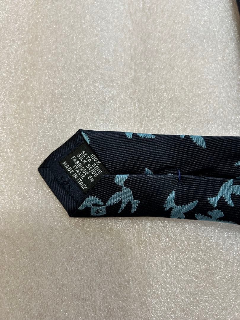 美品✨CHANEL シャネル ネクタイ チェーン付 ココマーク 動物柄 鳥 小紋
