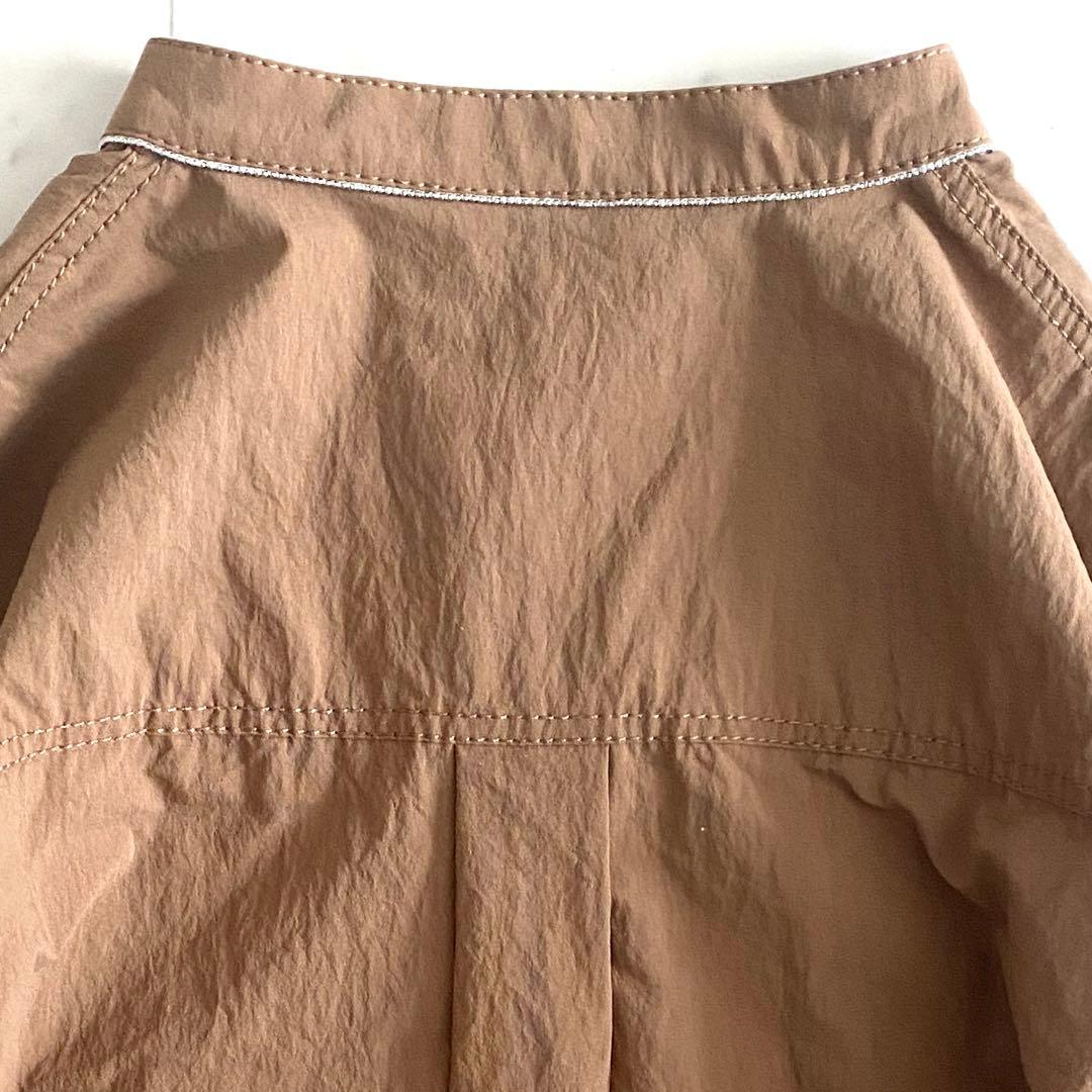 美品 モラビト ボールチェーン装飾マキシ丈シャツワンピース 牛革ロゴワッペン