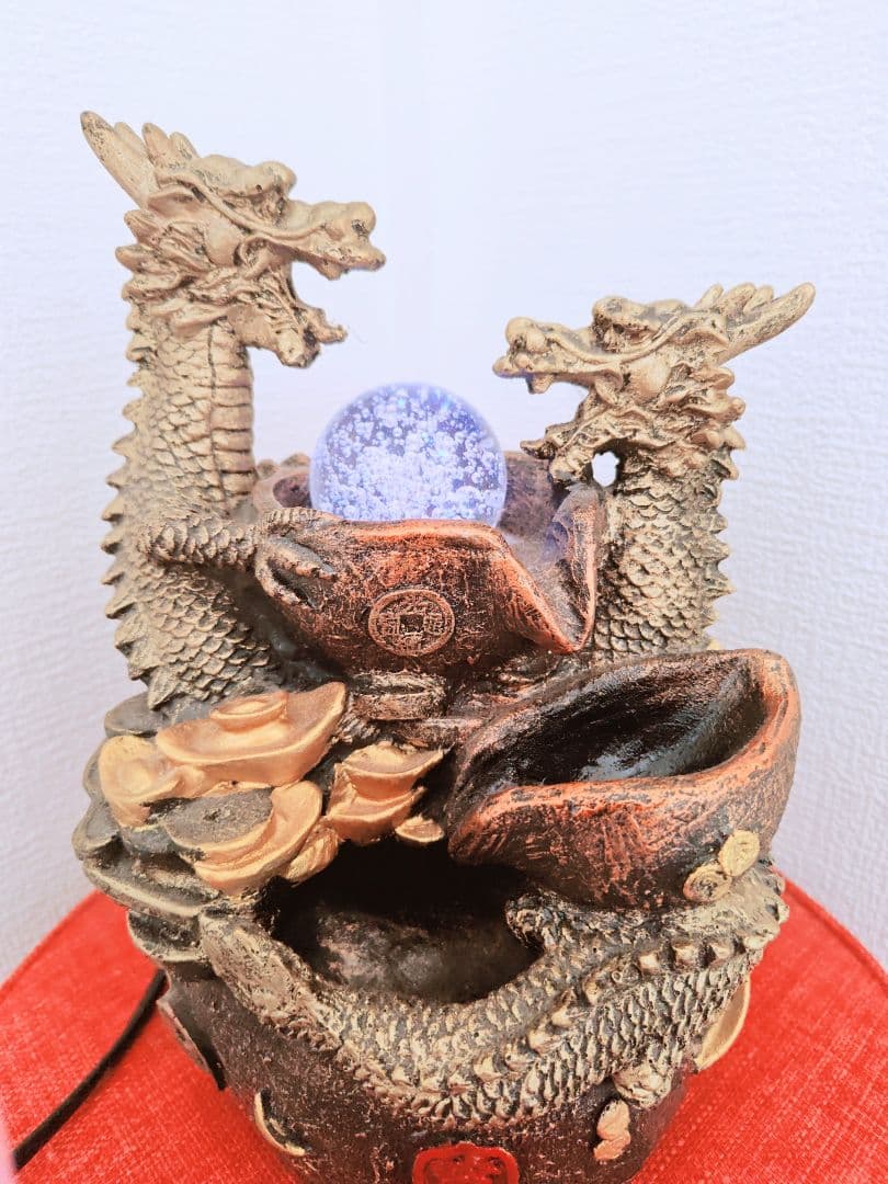 龍の置物　ドラゴン双龍　水流せます