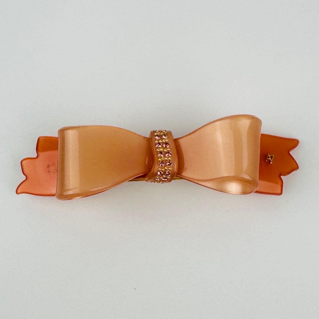 美品　アレクサンドルドゥパリ　リボン型ベージュヘアクリップ　ヘアアクセサリー