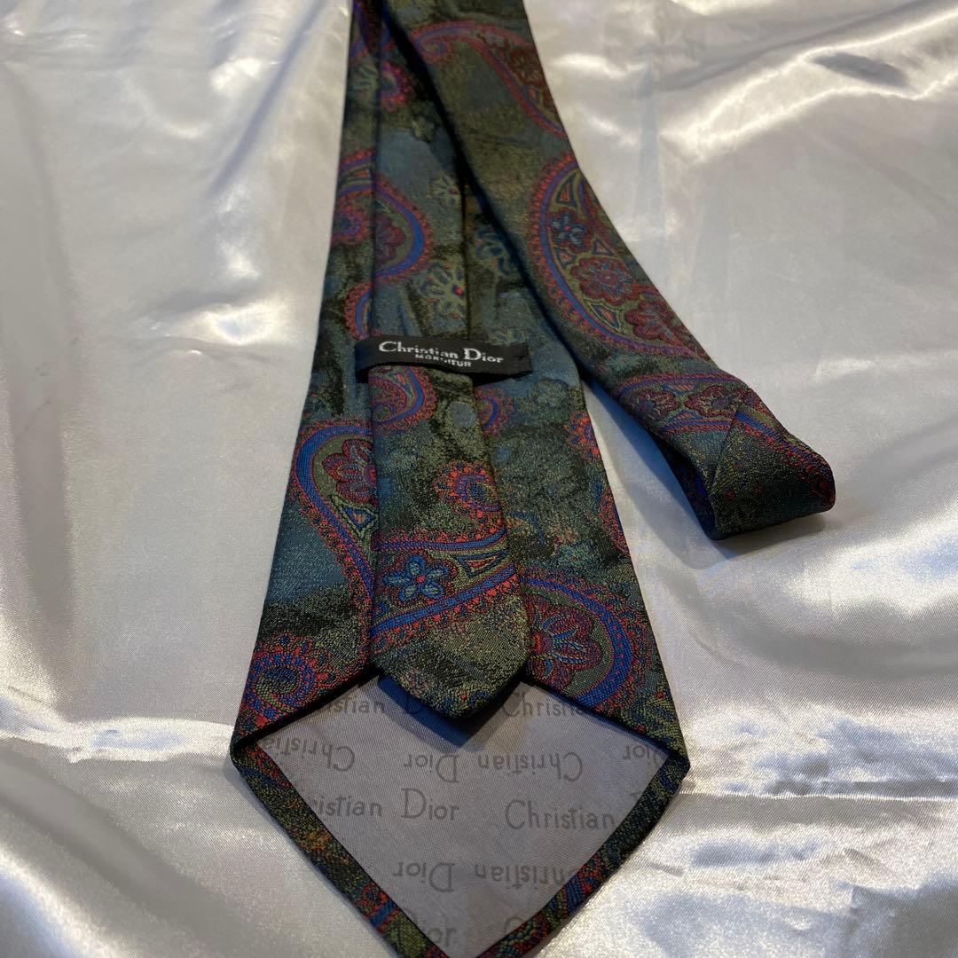 Christian Dior ディオール　ペイズリー柄トロッター刺繍ネクタイ