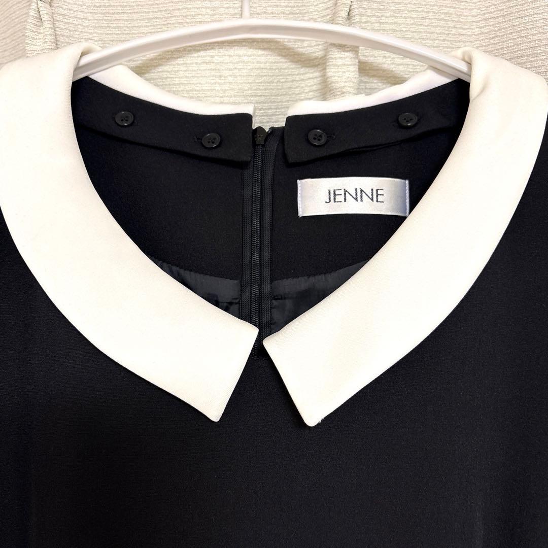 JENNE 付け襟モダンワンピース L ブラック フレア ロングワンピース