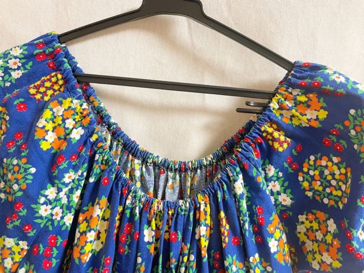 vintage blue flower dress マキシワンピース 古着