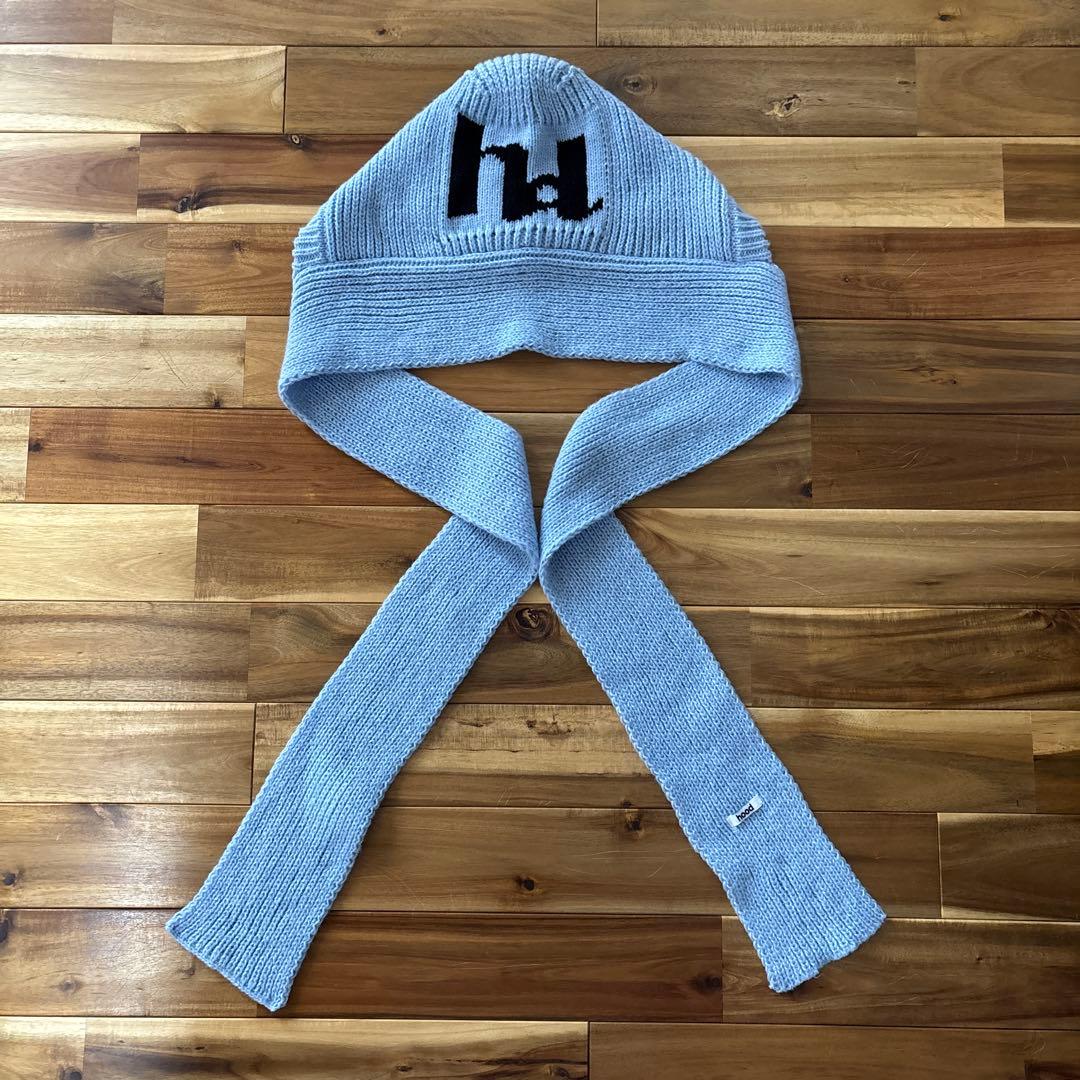 【値下げ！】hood knit hood scarf BLUE