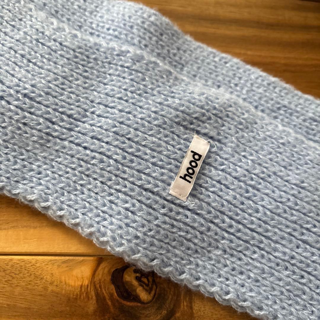 【値下げ！】hood knit hood scarf BLUE