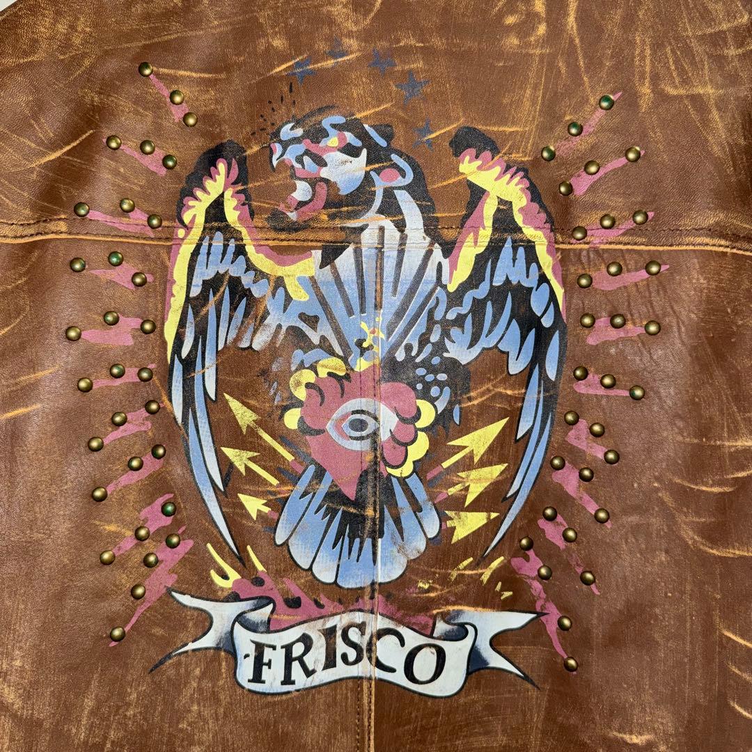 美品 ed hardy 00s VTG ブラウン 本革 レザージャケット