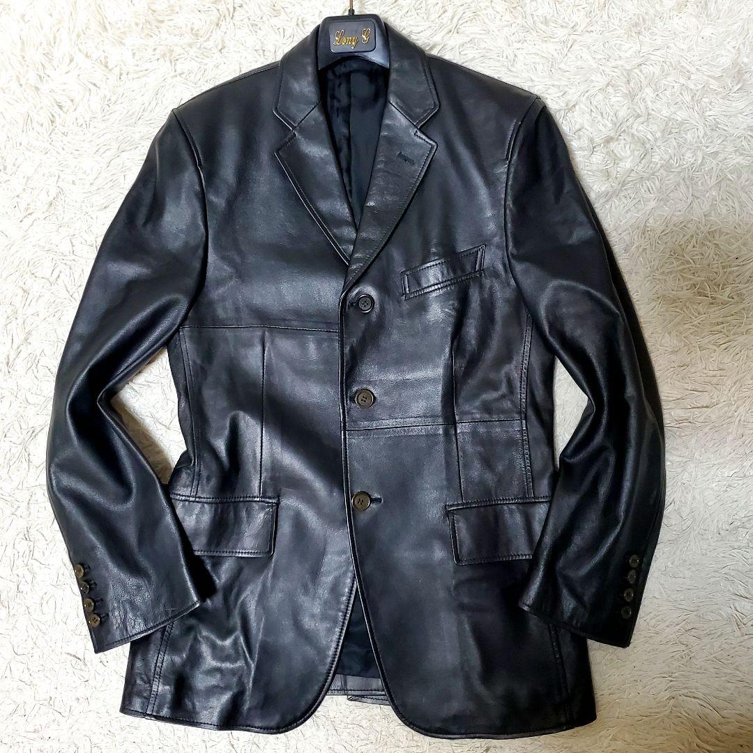 美品 Paul Smith ラムレザーテーラードジャケット L ブラック 本革