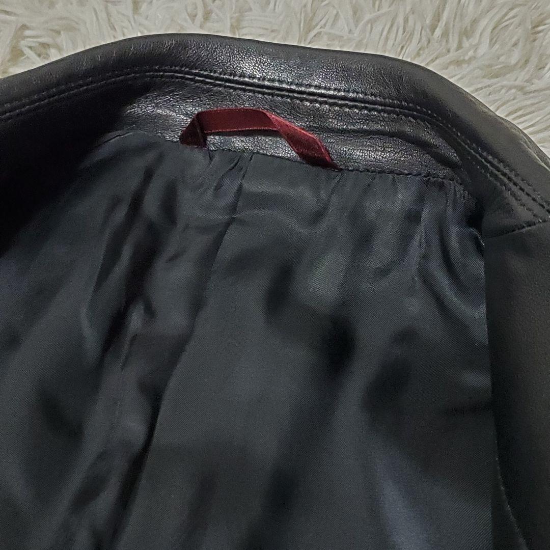 美品 Paul Smith ラムレザーテーラードジャケット L ブラック 本革