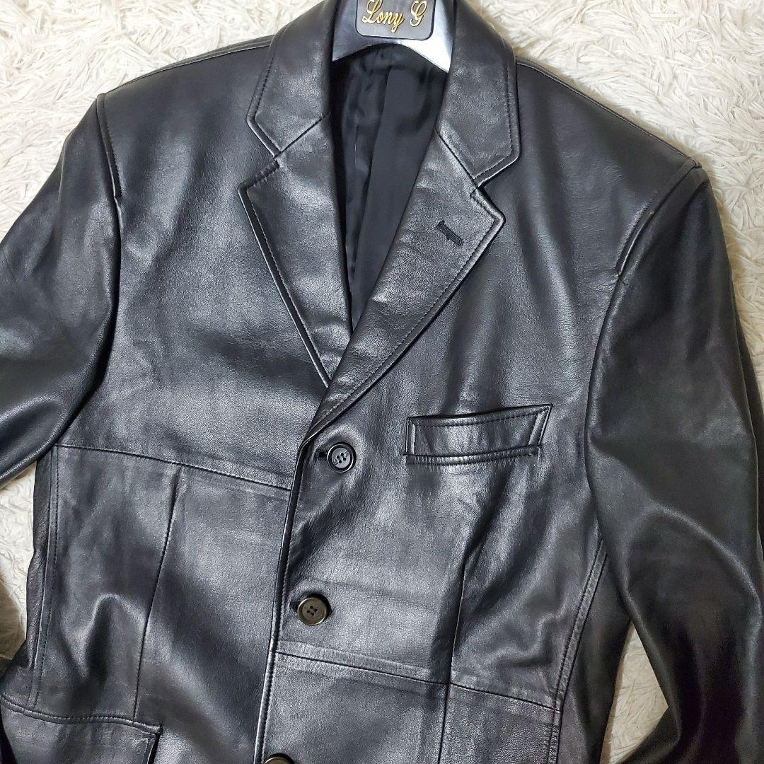 美品 Paul Smith ラムレザーテーラードジャケット L ブラック 本革