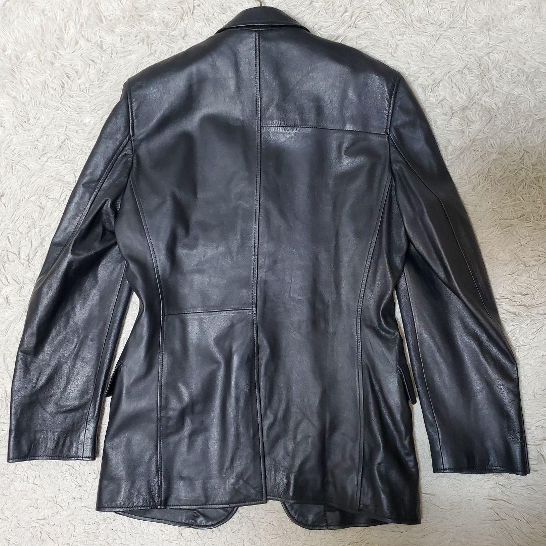 美品 Paul Smith ラムレザーテーラードジャケット L ブラック 本革