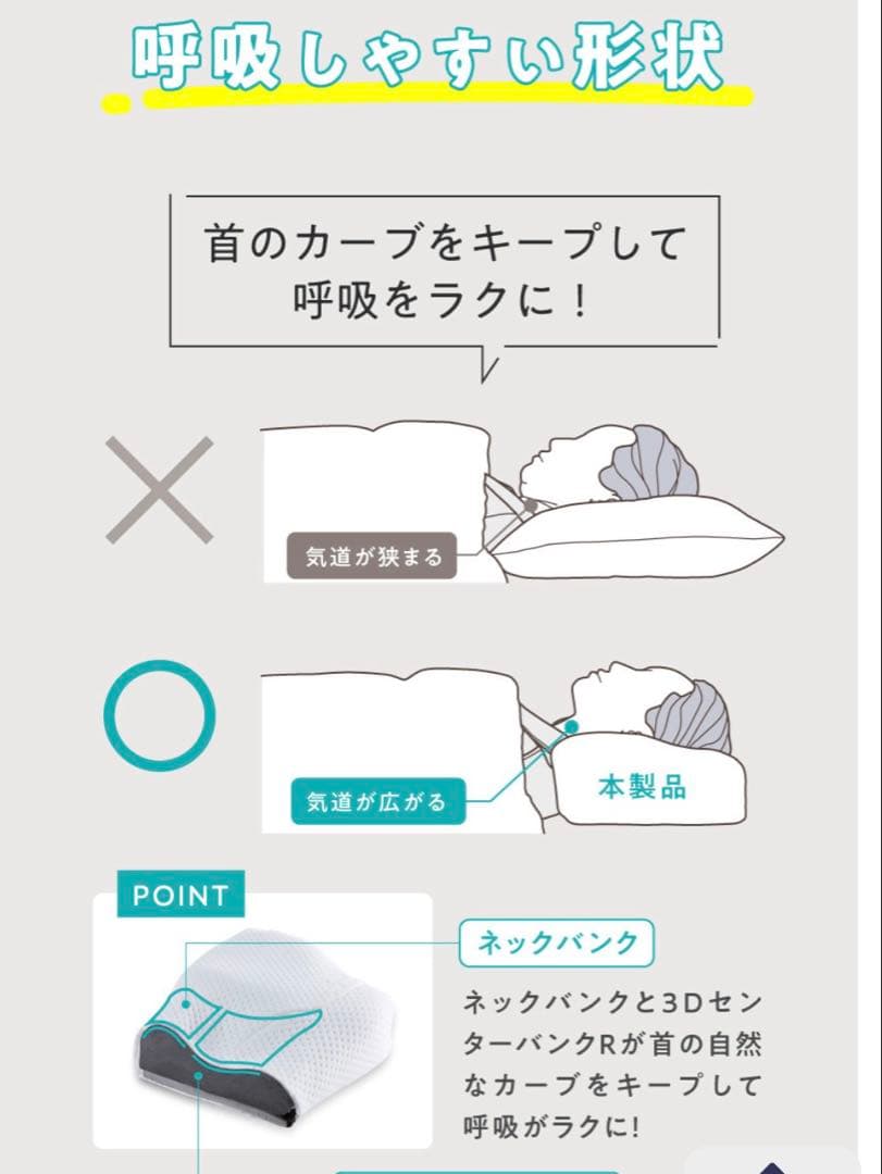 いびき対策枕スージーAS快眠枕2 ベーシック ネルチャー 横向き 横寝 カバー付