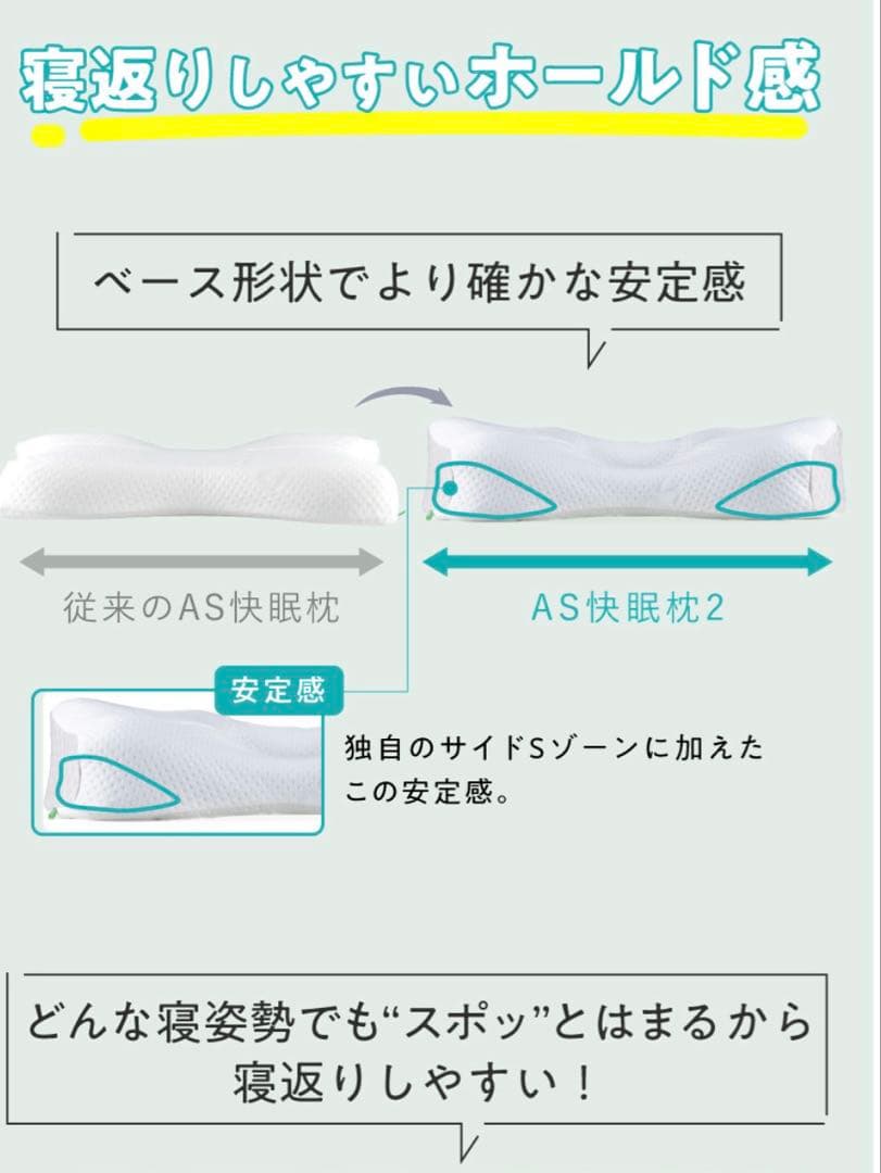 いびき対策枕スージーAS快眠枕2 ベーシック ネルチャー 横向き 横寝 カバー付