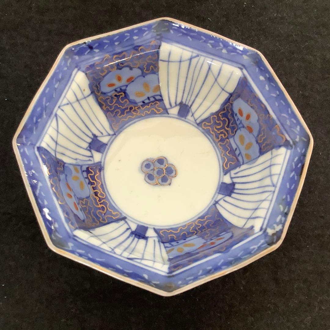 大正レトロ　昭和レトロ　古伊万里風　小鉢　八角小鉢　時代物　11.5㎝　4個
