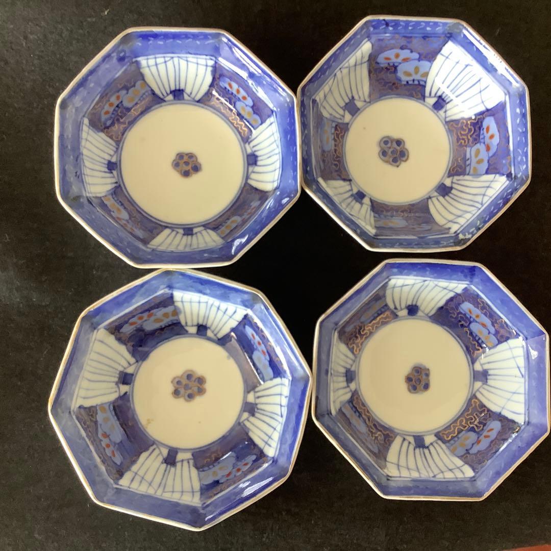 大正レトロ　昭和レトロ　古伊万里風　小鉢　八角小鉢　時代物　11.5㎝　4個