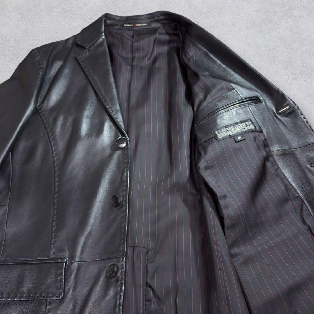 GAULTIER HOMME objet レザーテーラードジャケット 黒