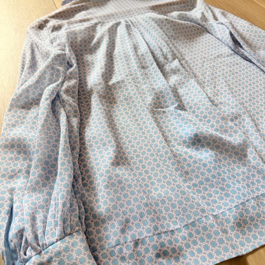 美品✨アナイ　サークルローププリント ボウタイブラウス 2WAY シフォン　38
