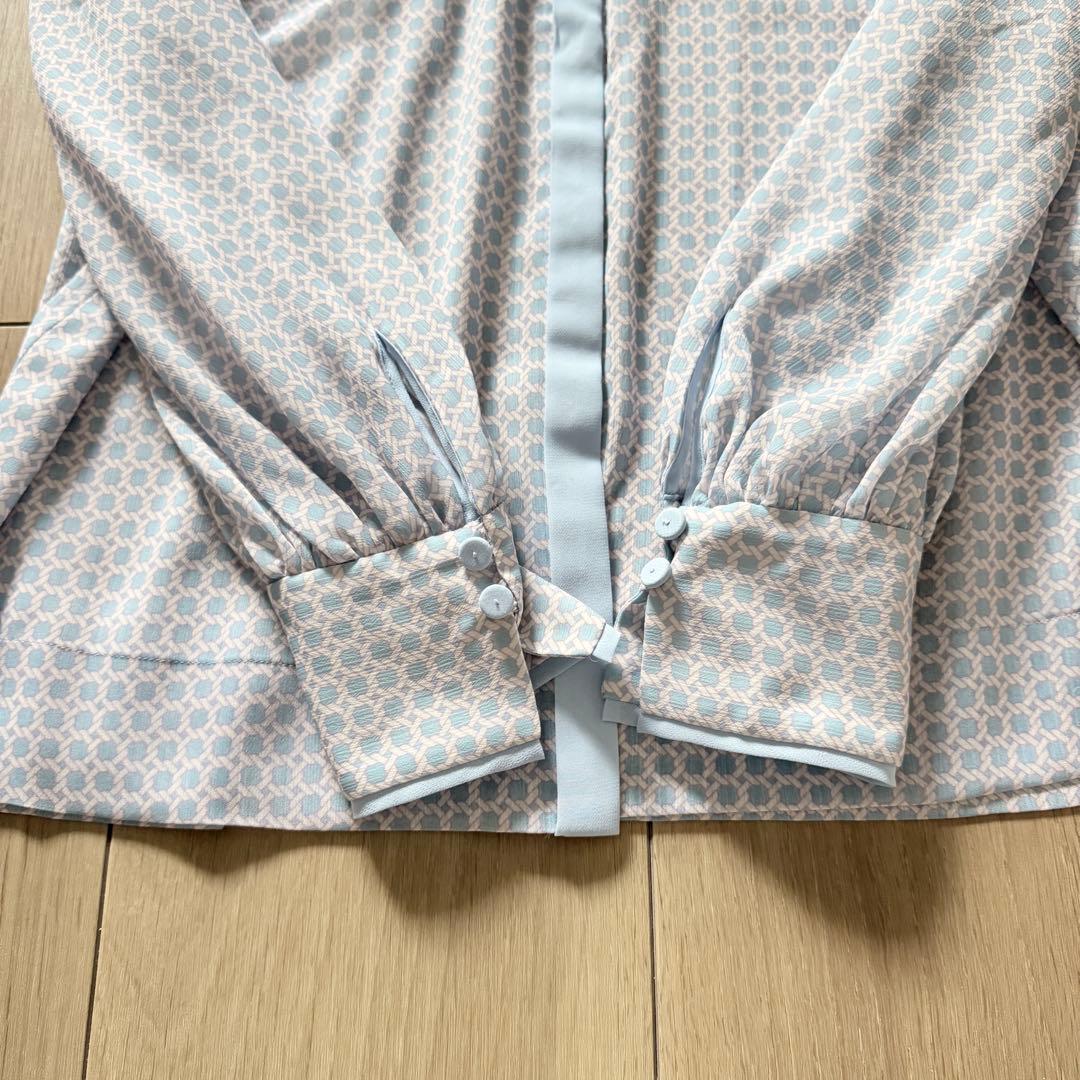 美品✨アナイ　サークルローププリント ボウタイブラウス 2WAY シフォン　38