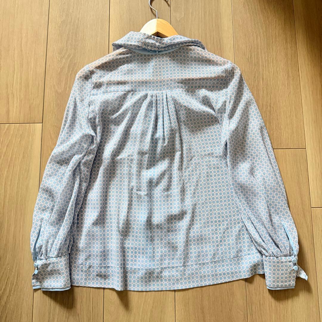 美品✨アナイ　サークルローププリント ボウタイブラウス 2WAY シフォン　38