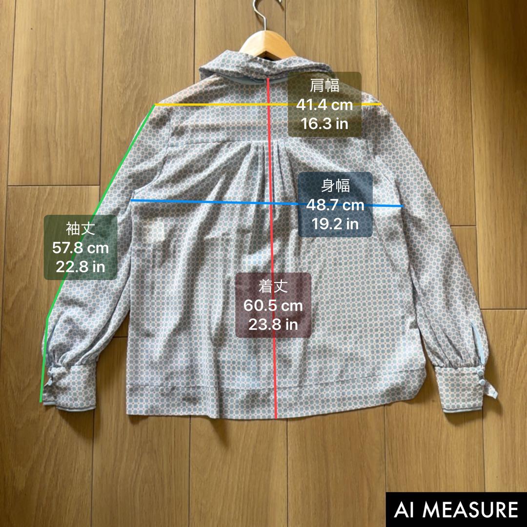美品✨アナイ　サークルローププリント ボウタイブラウス 2WAY シフォン　38