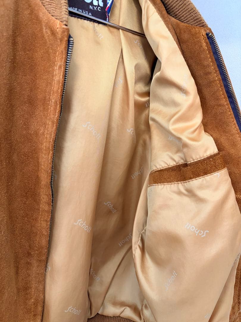 Schott NYC ブラウン スエード ボンバージャケット