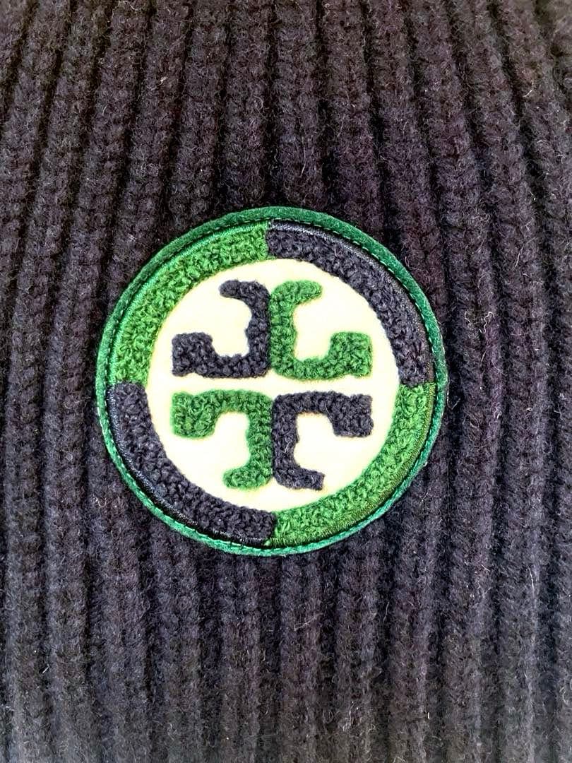 トリーバーチ　Tory Burchネイビー リブ編み ニット帽ビーニー新品未使用