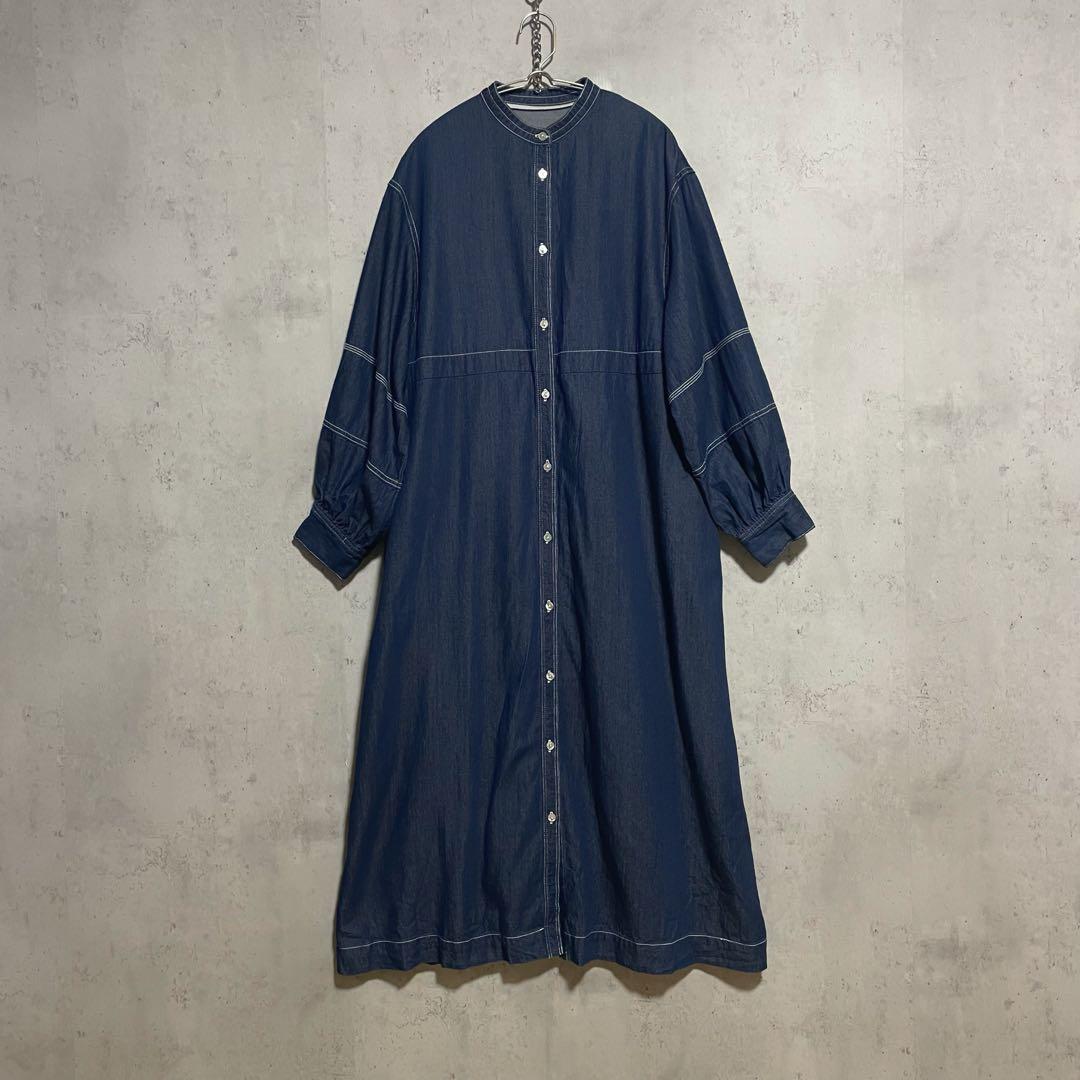 PLUS OTO.HA　プラスオトハ　 ステッチ　テンセルデニムシャツワンピース