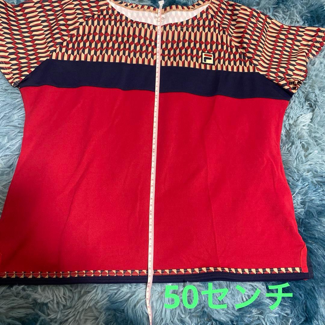 FILA テニス　上下セット　レディース　テニスウェア　XL M 赤　柄