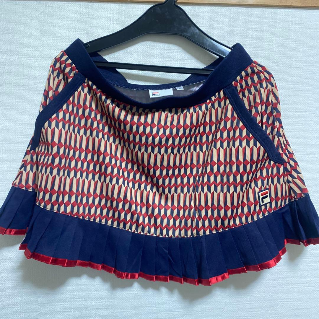 FILA テニス　上下セット　レディース　テニスウェア　XL M 赤　柄