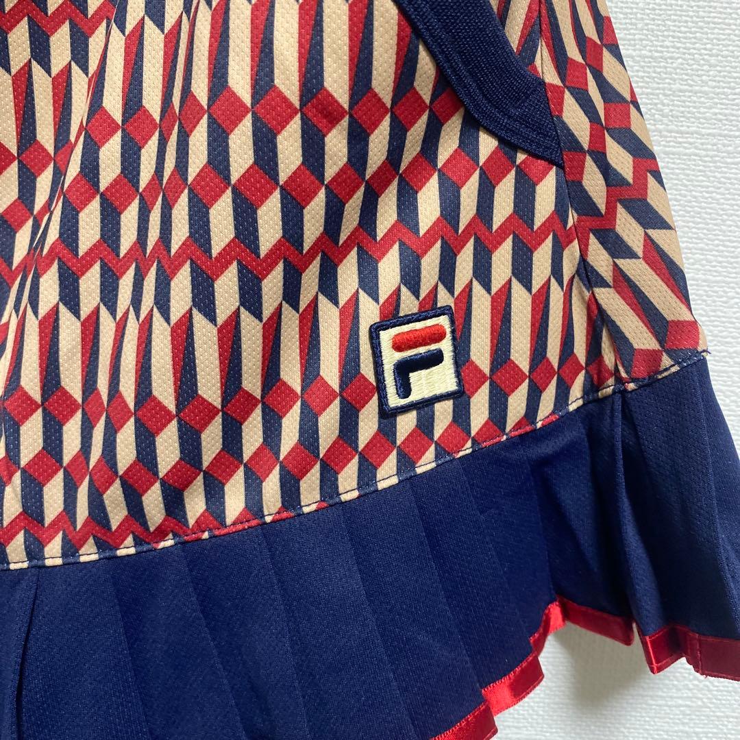 FILA テニス　上下セット　レディース　テニスウェア　XL M 赤　柄