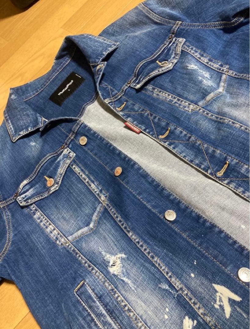 ダークブルー ペイント加工 デニムジャケット