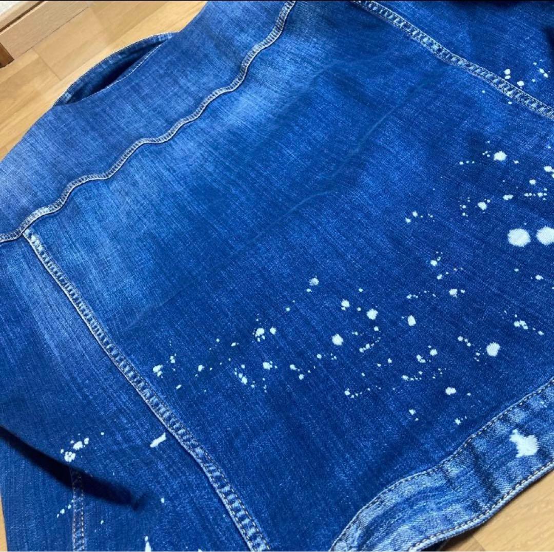 ダークブルー ペイント加工 デニムジャケット